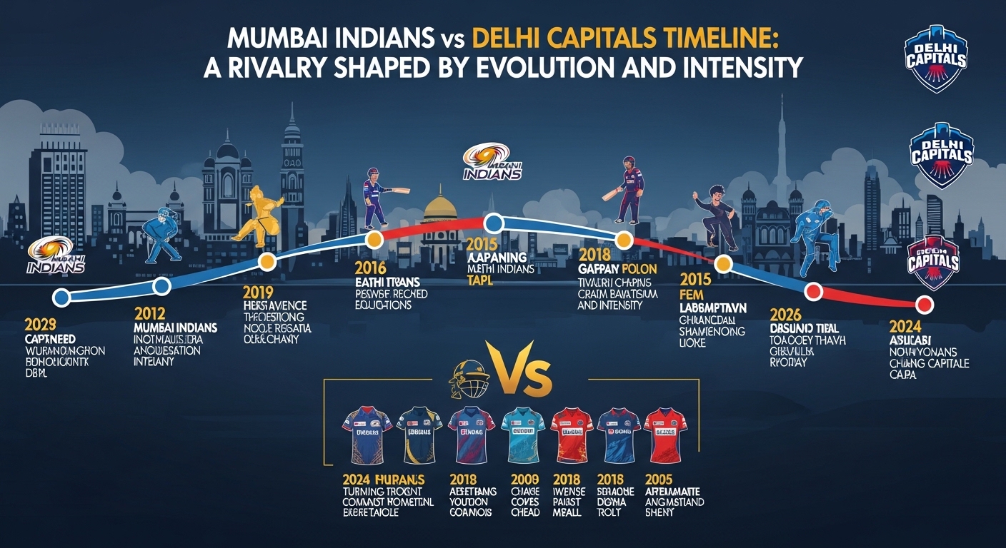 Mumbai Indians vs Delhi Capitals timeline